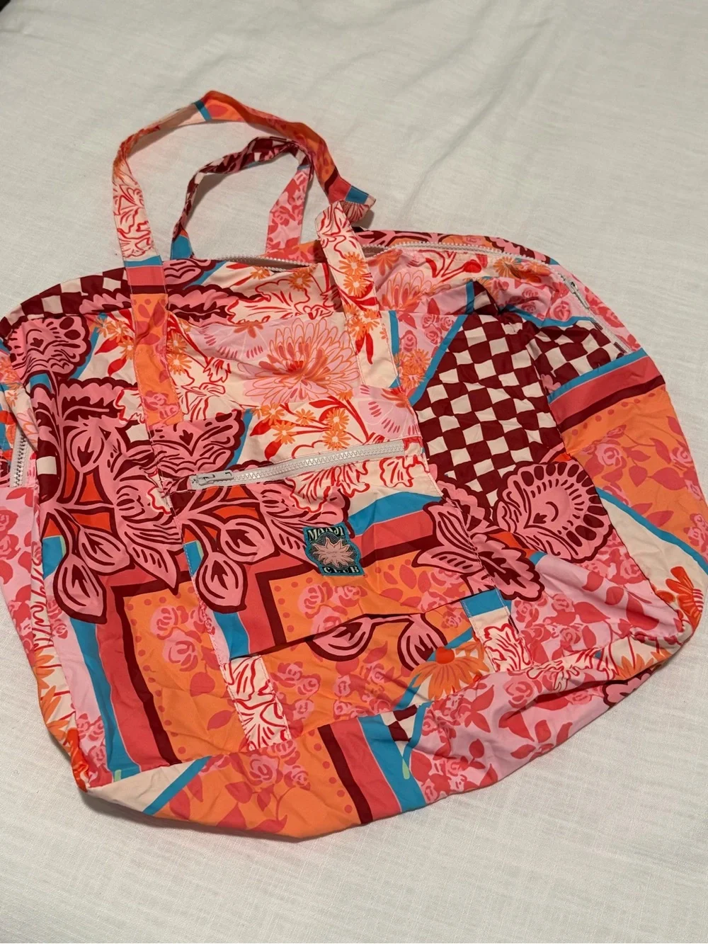 Maaji Vibrant Patchwork Tote - Pink, Orange & Blue